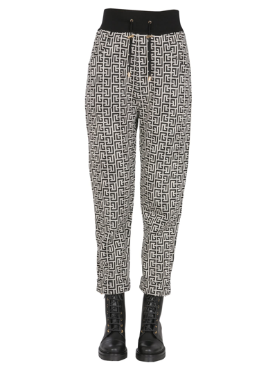 Balmain Monogram Print Cropped Track Pants In Multicolor