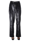 Balmain Shimmering Palazzo Trousers In Nero