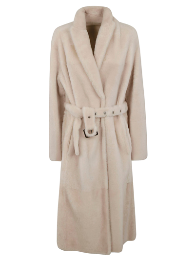 Brunello Cucinelli Belt-tie Mid-length Coat In Mastice