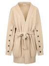 Brunello Cucinelli Buttoned-sleeves Cashmere Cardigan In Brown