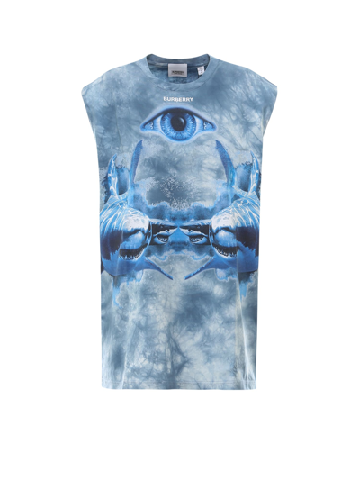 Burberry Eye Print Sleeveless Jersey T-shirt In Blue