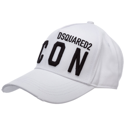 Dsquared2 Icon White Black Baseball Cap In Bianco