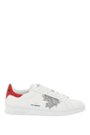 Dsquared2 Maple Leaf Embellished Logo Sneakers In White Silver (white)