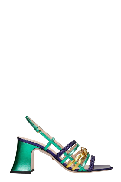 Gucci Sandals In Green Leather