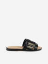 Loewe Slides Sandals Made Of Woven Leather With Anagram In Black
