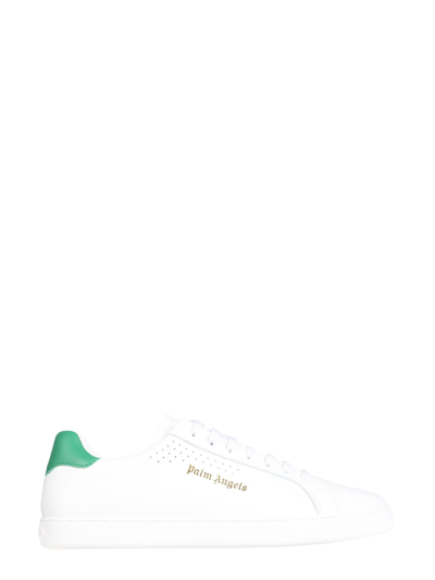 Palm Angels Sneakers Leather Green In Bianco/verde