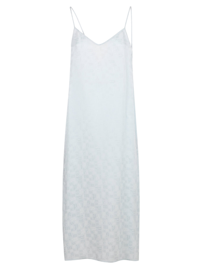 Palm Angels Satin-jacquard Midi Slip Dress In Blue
