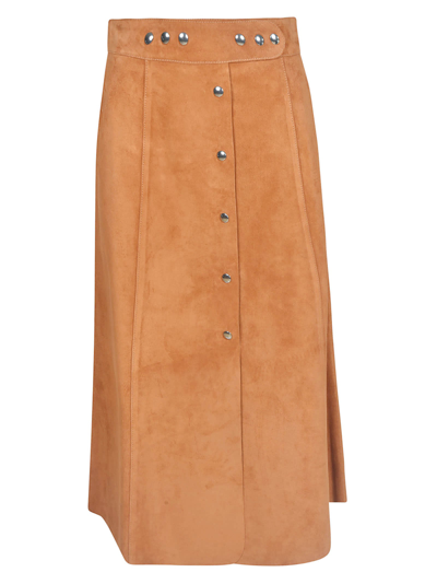 Prada Buttoned Long Skirt In Orange