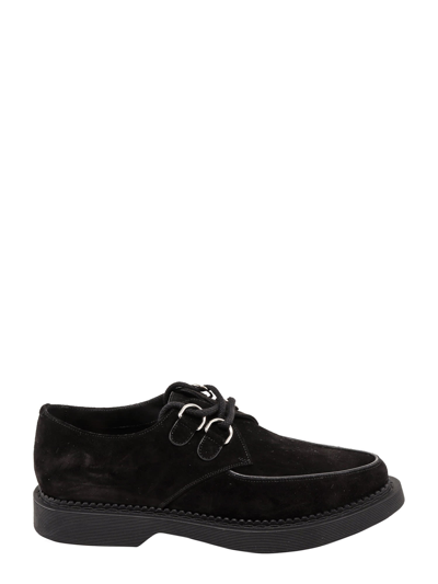 Saint Laurent Teddy Suede Lace-up Shoes In Black