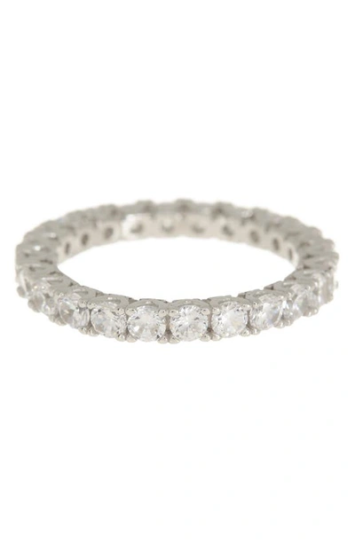 Suzy Levian Sterling Silver Cz Round Cut Eternity Band Ring In White