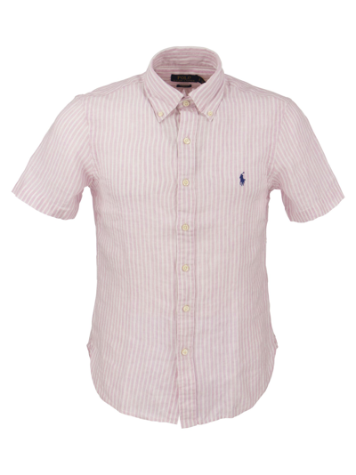 Polo Ralph Lauren Slim-fit Linen Shirt In Pink