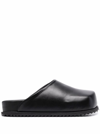 YUME YUME YUME YUME WOMANS BLACK VEGAN LEATHER TRACK SLIDE MULES