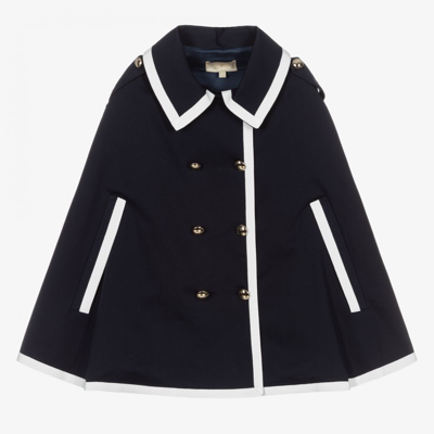 Elie Saab Kids' Girls Navy Blue Button Cape