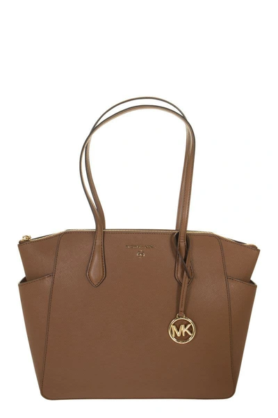 Michael Kors Marilyn - Medium Saffiano Leather Tote Bag In Brown
