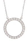 SUZY LEVIAN STERLING SILVER PAVE CZ CIRCLE PENDANT NECKLACE