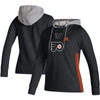 Adidas Originals Adidas Black Philadelphia Flyers Skate Lace Aeroready Team Pullover Hoodie In Black