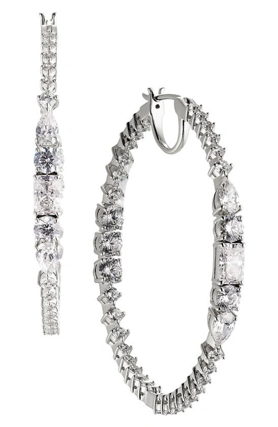 Nadri Rsvp Cubic Zirconia Statement Hoop Earrings In Silver