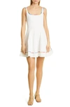 Staud Wells Embroidered Perforated Swiss-dot Cotton-twill Mini Dress In White