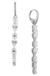 Nadri Rsvp Mixed Cubic Zirconia Linear Drop Earrings In Rhodium Plated In Rhodium