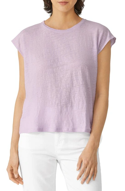 Eileen Fisher Boxy Organic Linen Top In Wisteria