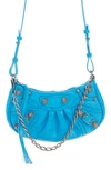 Balenciaga Le Cagole Mini Croc-embossed Crossbody Bag In Cyan