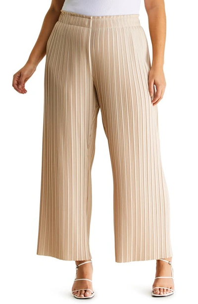 Estelle Vespa Pleated Wide Leg Trousers In Stone