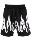Vision Of Super Black Shorts With White Spray Flames In Black