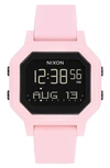 Nixon Siren Digital Recycled Plastic Strap Watch, 36mm In Pale Pink