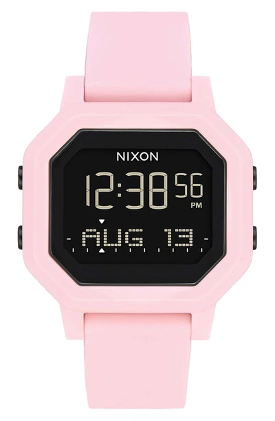 Nixon Siren Digital Recycled Plastic Strap Watch, 36mm In Pale Pink