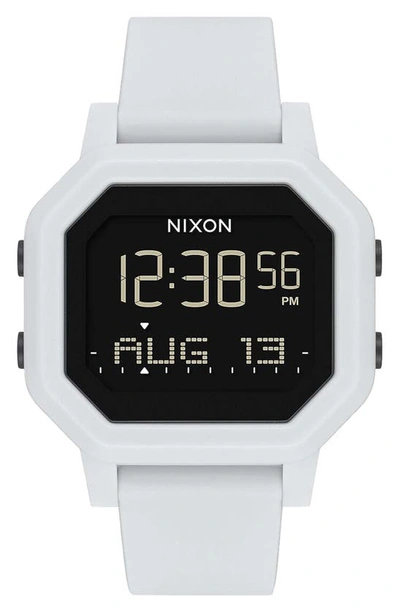 Nixon Siren Digital Recycled Plastic Strap Watch, 36mm In White