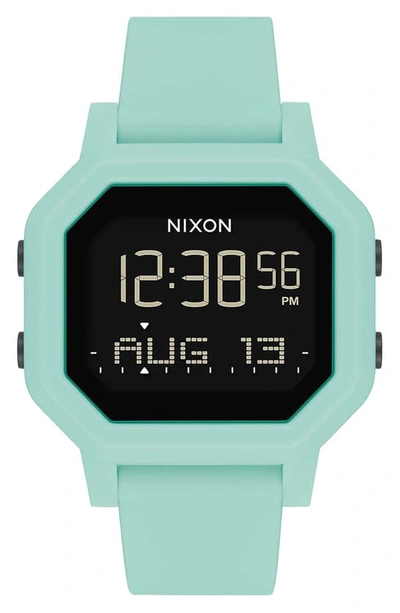 Nixon Siren Digital Recycled Plastic Strap Watch, 36mm In Aqua
