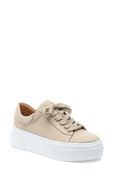 J/slides Women's Amanda Lace Up Sneakers In Sand Canvas