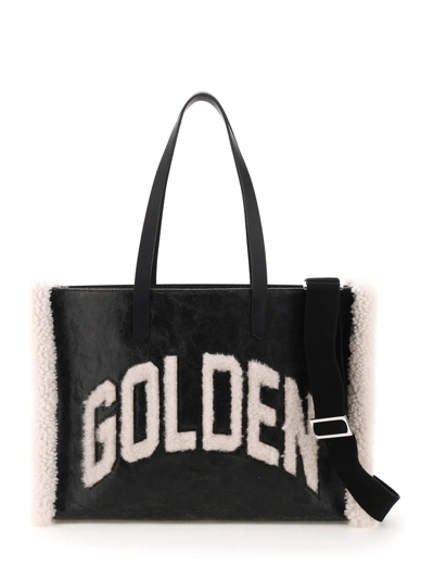 Golden Goose California East-west Bag With Shearling Detail In Black