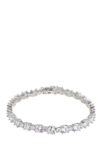 Cz By Kenneth Jay Lane Women's Look Of Real Rhodium Plated & Crystal Channel Bracelet In Neutral