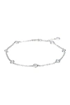 CZ BY KENNETH JAY LANE RHODIUM PLATED BEZEL CZ STATION ANKLET