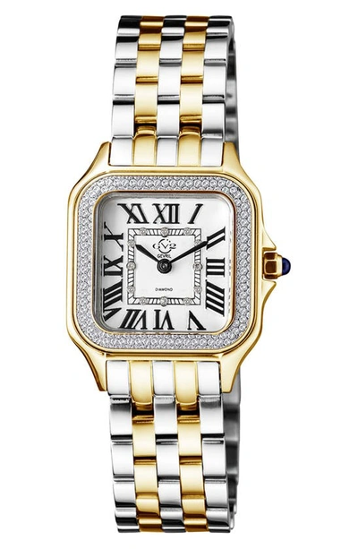 Gv2 Milan Diamond Dial Bracelet Watch, 27.5 Mm In Two Toned Ss Ipyg