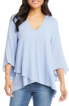 Karen Kane Gauze Crossover Hem Top In Chambray