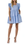 English Factory Babydoll Ruffled Minidress In Powder Blue