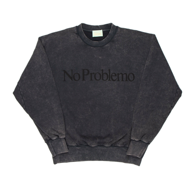Aries No Problemo Text-print Cotton-jersey Sweatshirt In Black
