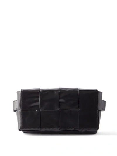 Bottega Veneta Cassette Intrecciato-leather Belt Bag In Black/natural/silver