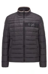 Hugo Boss Water-repellent Padded Jacket With 3d Logo Tape In Black