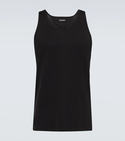 Tom Ford Ribbed Cotton And Modal-blend Tank Top In Black