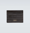 Tom Ford T Line Croc-effect Leather Cardholder In Light Chocolate