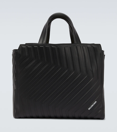 Balenciaga Car M皮革托特包 In Black