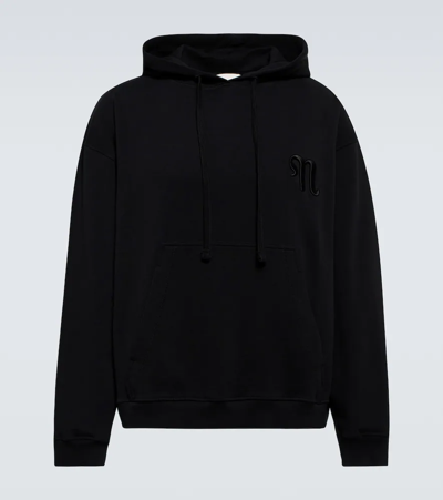 Nanushka Logo-embroidered Cotton Hoodie In Black