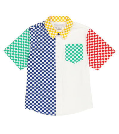 Stella Mccartney Kids' Colorblocked Checked Cotton Shirt In Multicolor