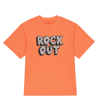 Stella Mccartney Kids' Printed Cotton T-shirt In Arancio