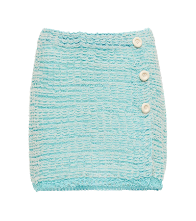 Acne Studios Kelroy Open-knit Cotton-blend Mini Skirt In Aqua Blue
