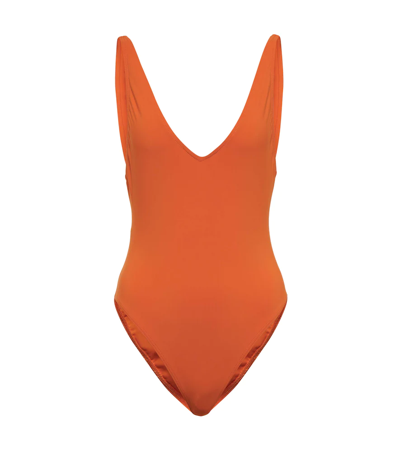 Totême Orange Recycled Nylon One-piece Swimsuit In Burnt Orange