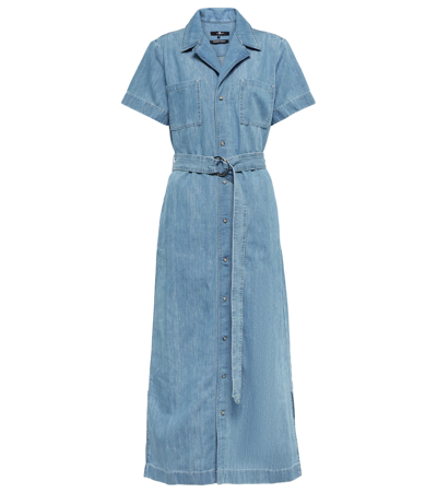 a line button up dress Linen Striped Printed Button-up A-Line Dress – Frieeah main image 1